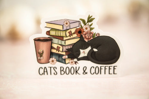 Cats,Books,Coffee Sticker