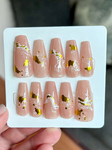 Gold Press On Nail Set Size L/0