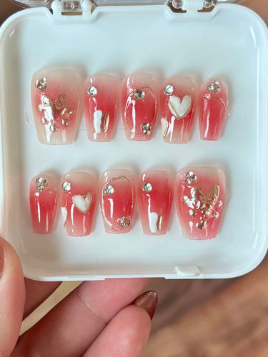 Melting Heart Press On Nail Set Size L/0